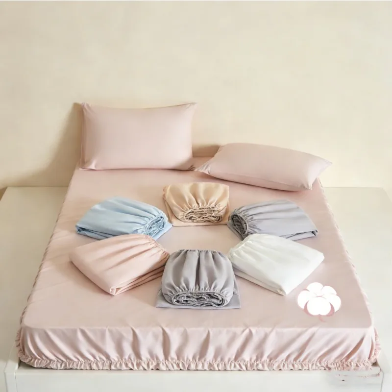 

100% Cotton High Quality Fitted Sheet Soft Breathable Mattress Cover with Elastic Bands Single/Double/King/Queen Size Bed Sheet