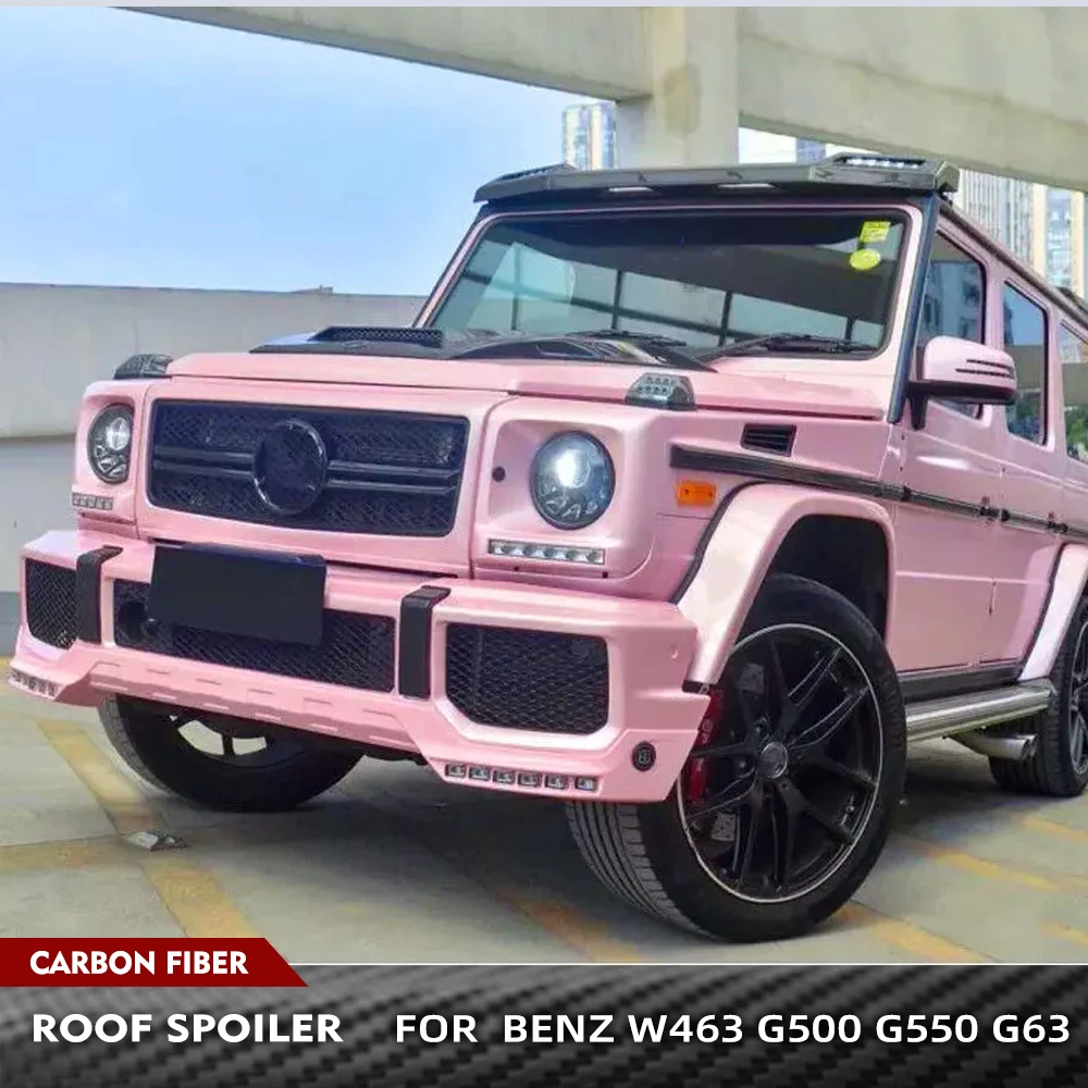 

Car Front Roof Spoiler Boot Lip Wing Spoiler For Mercedes-Benz W463 G500 G550 G63 2013-2017 Real Carbon Fiber Lip With LED Light