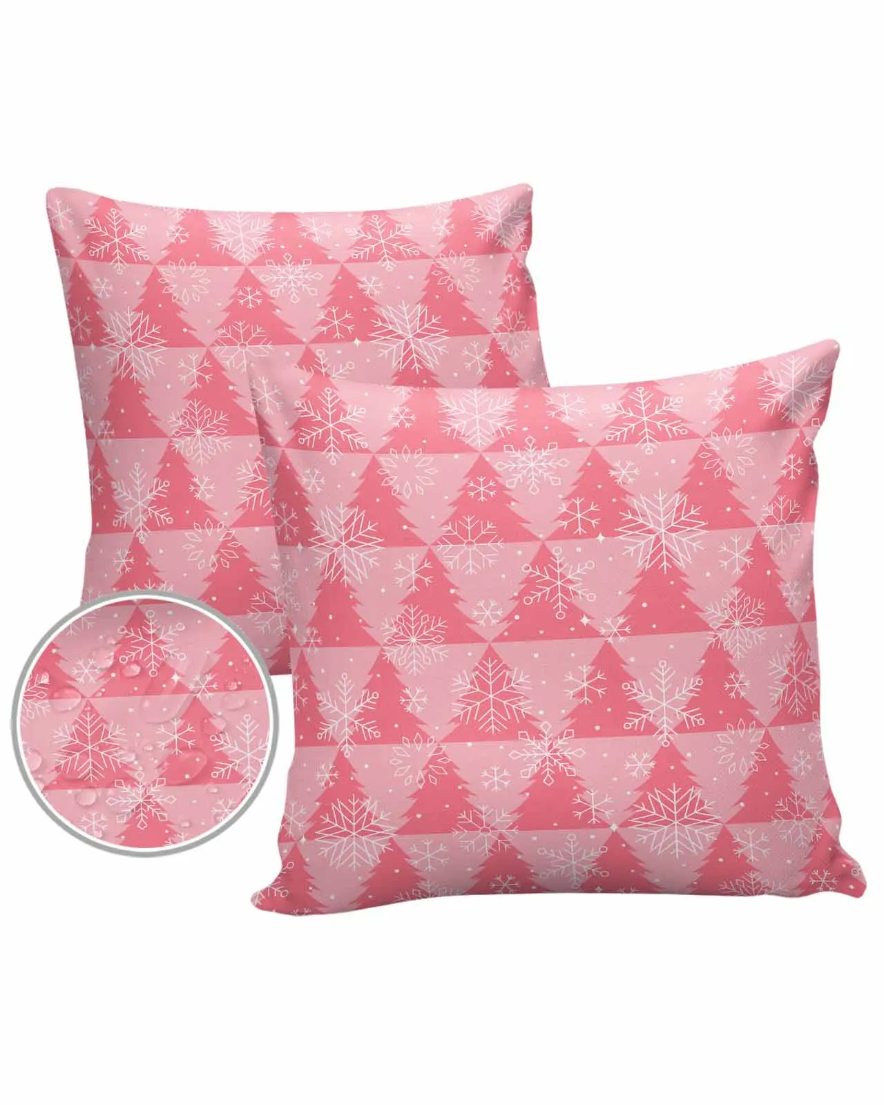 2/4PCS Christmas Pink Christmas Tree Texture Snowflakes Outdoor Garden Chair Waterproof Cover Cushion Home Decor Pillow Case