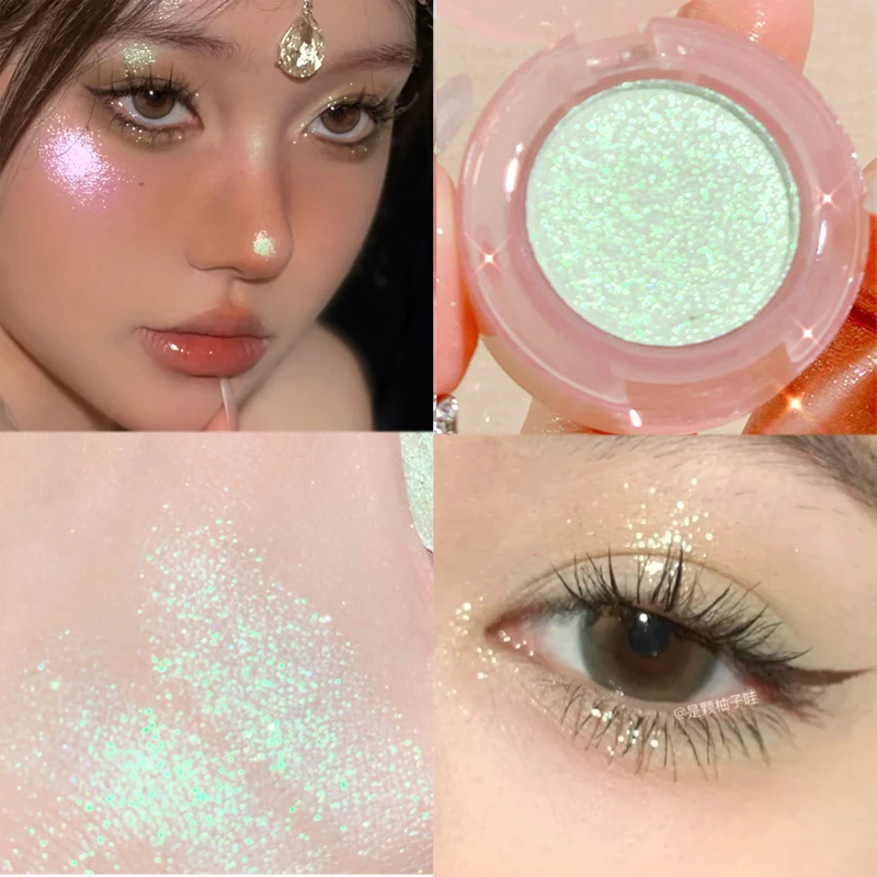 6 cores textura de batata paleta de sombra pérola diamante brilho monocromático highlighter iluminar olhos brilhantes maquiagem cosméticos