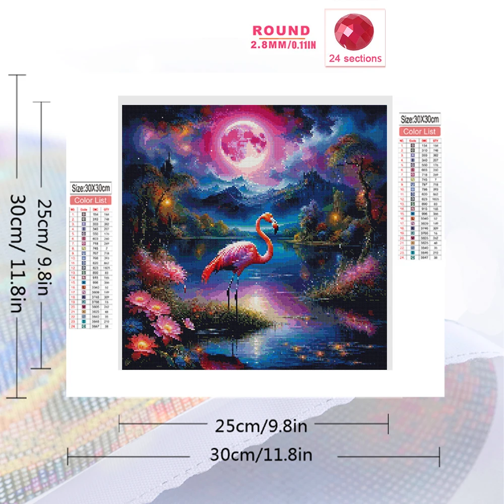 EverShine Diamond Mosaic Landscape Full Square Drill Diamond Painting Red-crowned Crane Embroidery Lotus Moon Home Decor