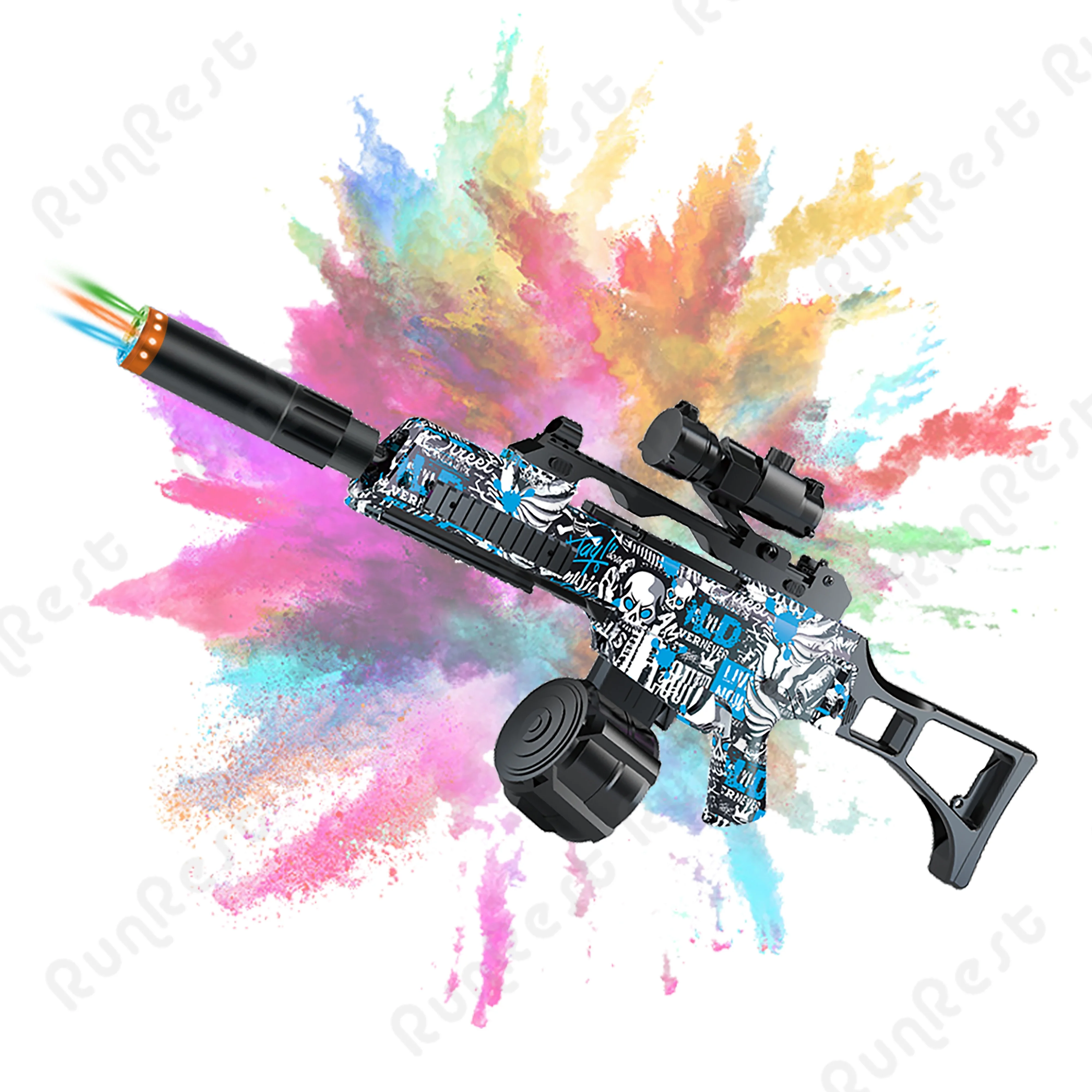 RunRest Blaster Gun, Electric Ball Blaster, พร้อมแฟลช Silencer High Orbeez Gun Performance Cool Toy Gun, ชาร์จ Splatter