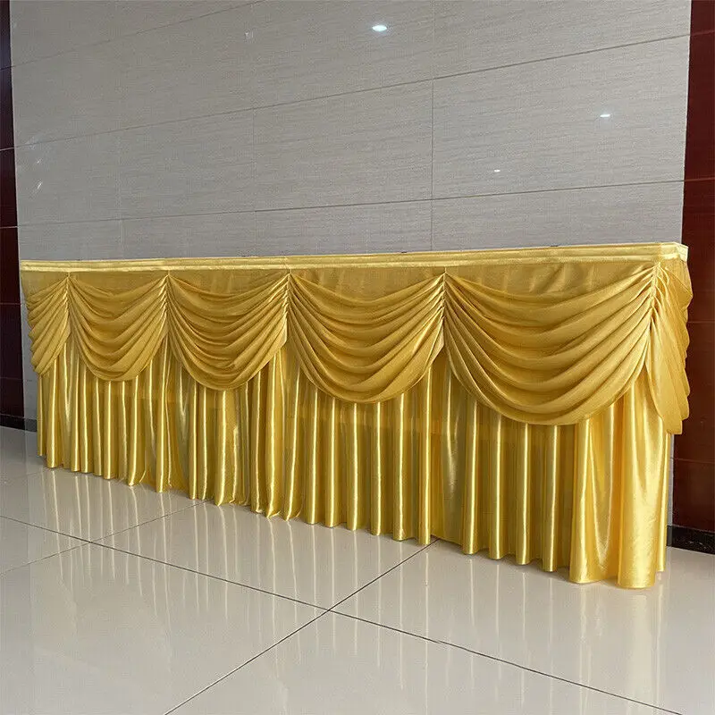 

3/6M Wedding Backdrop Curtain Swag Ice Silk Fabric Wedding Decoration Table Skirts Party Banquet Backdrop Long Tablecloth New