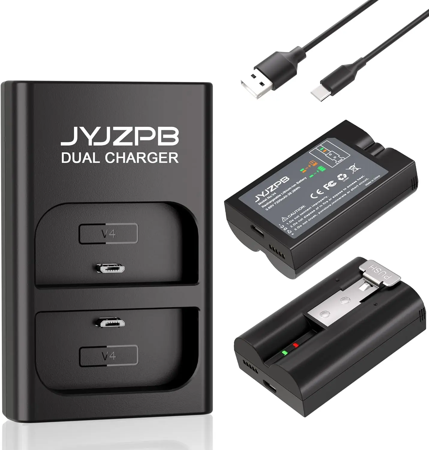 

Аккумулятор JYJZPB 7200 мАч с быстрым отсоединением для Ring, сменный аккумулятор 3.65В для камеры Ring Doorbell 2/3/3+/4, 2 штуки в упаковке
