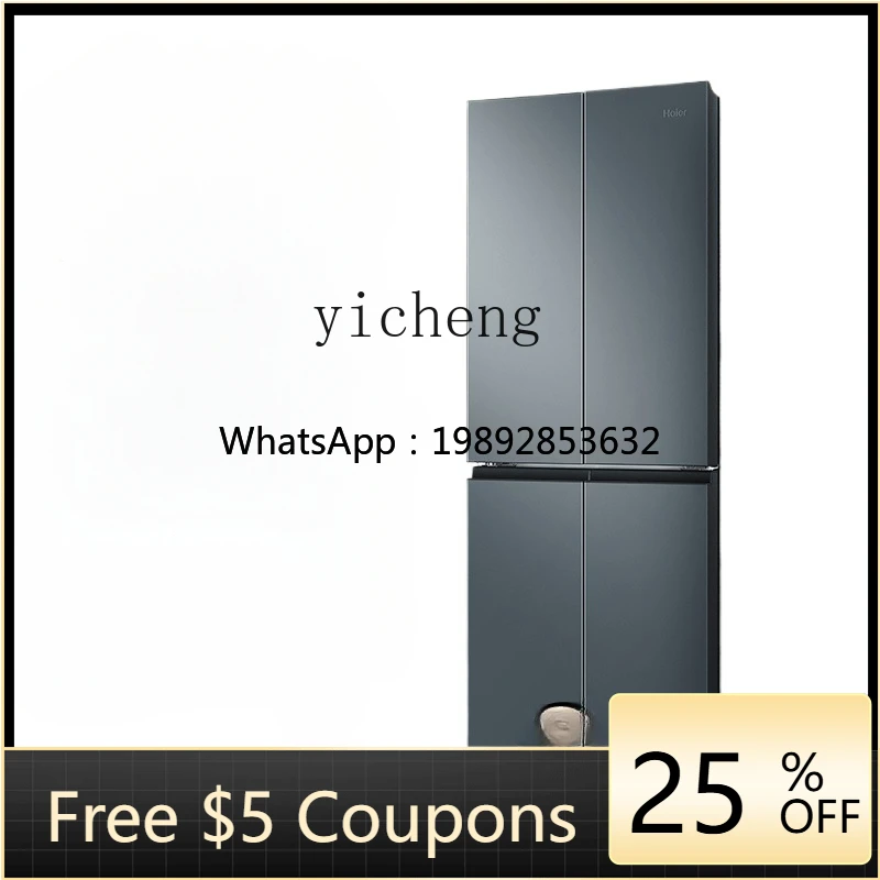 ثلاجة AA 403L عبر الباب من الدرجة الأولى كفاءة الطاقة المنزلية المبردة بالهواء خالية من الصقيع تحويل التردد أربعة أبواب