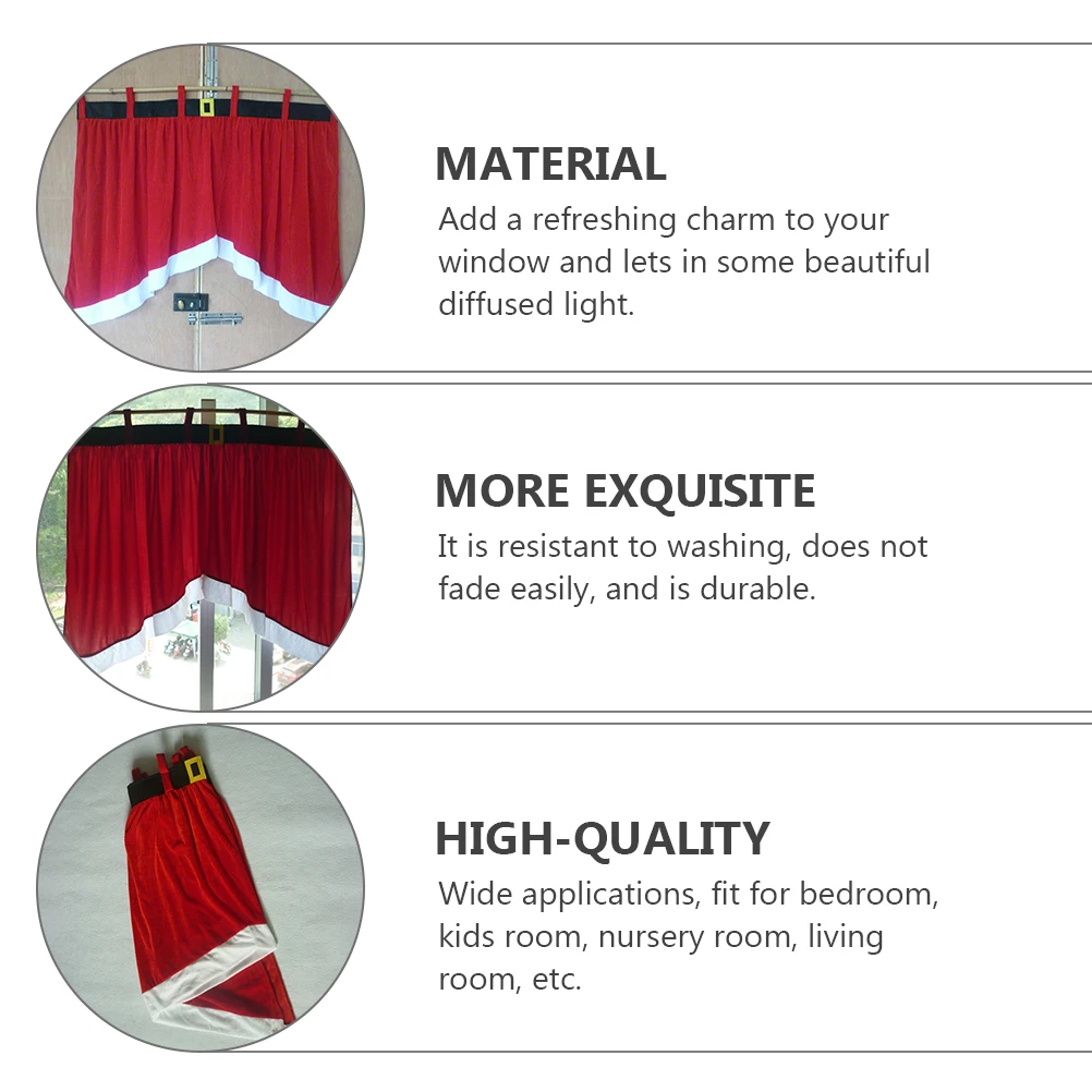 

Christmas Window Curtains Xmas Festival Drapery Decorative Curtain For Living Room Bedroom Nursery Wash Resistant