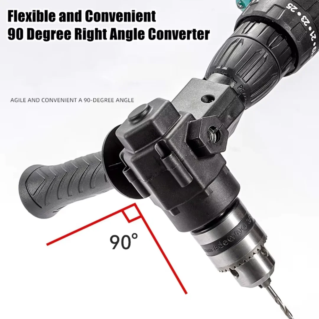 90° Three Jaw Chuck Corner Impact Drill Adapter Right Angle Bend Extension Chuck Drill Adapter Right Angle Converter Accessory