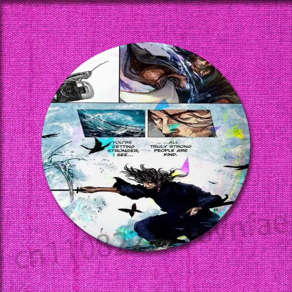 Vagabond مياموتو موساشي شارات 75 مللي متر 25 مللي متر 44 مللي متر 32 مللي متر 58 مللي متر دبوس مستدير بروش تذكارية الملابس تأثيري هدية اكسسوارات #6