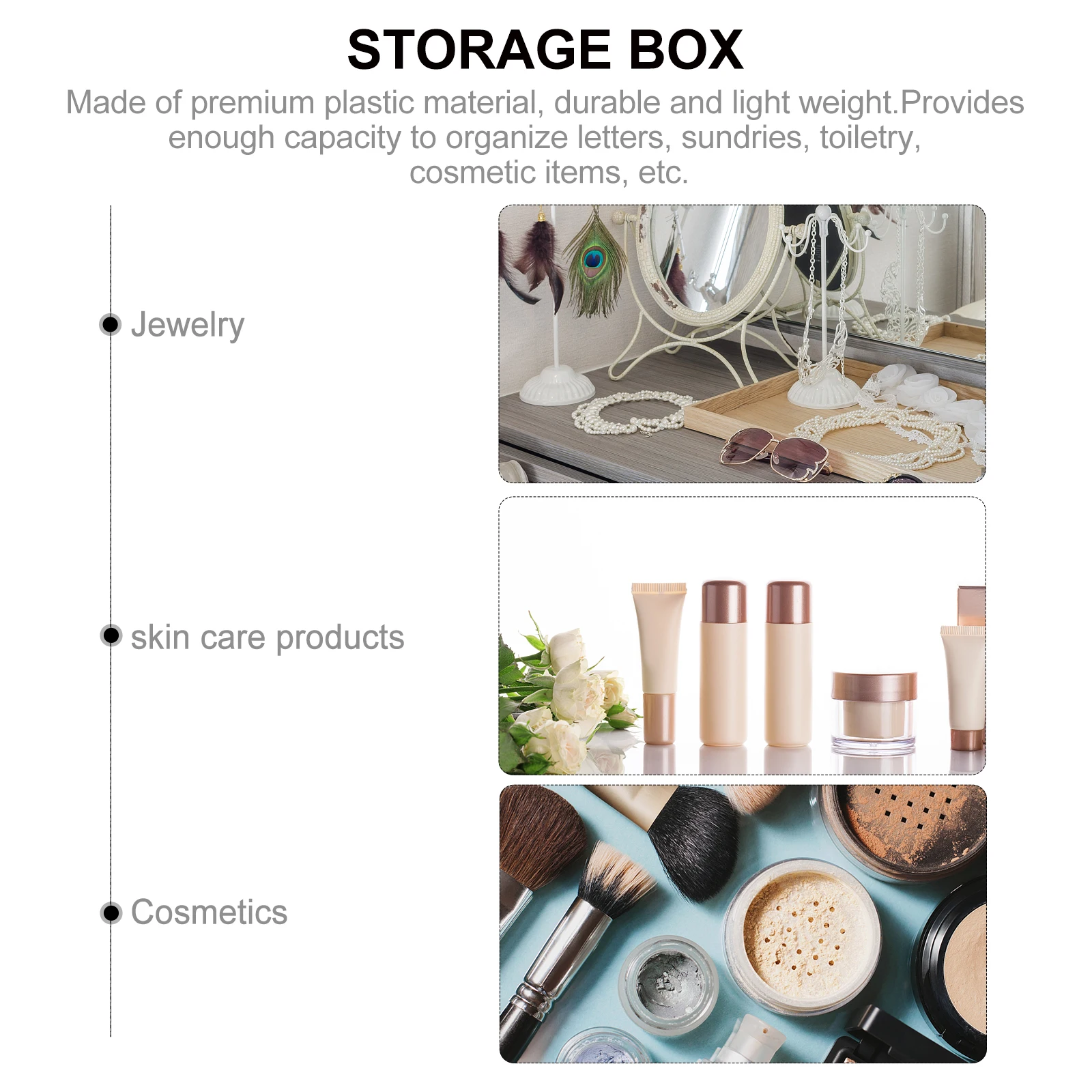 

Storage Basket Household Toiletry Box Organizer Light Plastic Container For Home Office Bathroom Use Toiletry