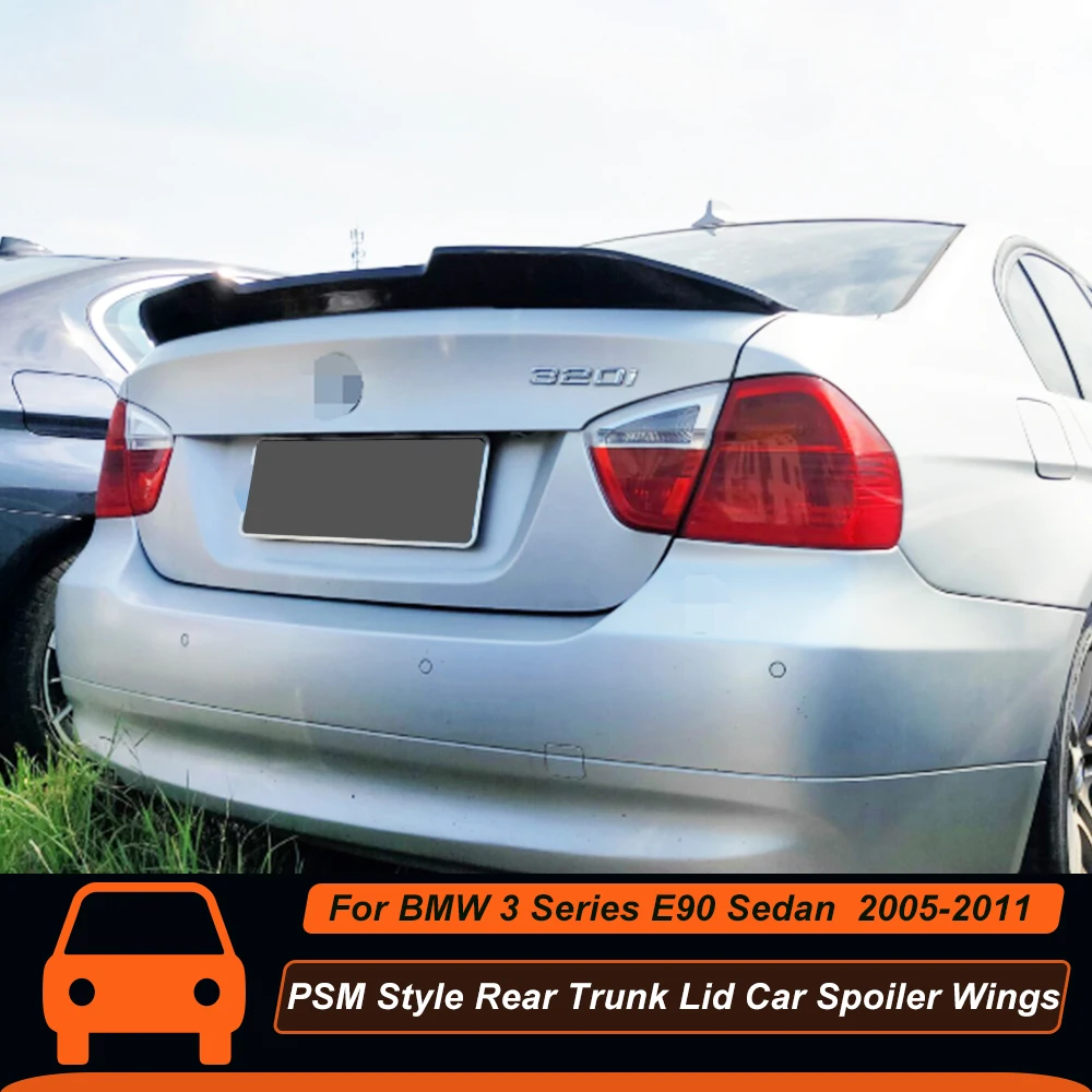 

For BMW 3 Series E90 318i 320i 325i 330i Sedan PSM Style Car Rear Trunk Lid Spoiler Wings Carbon Black Exterior Accessories Part