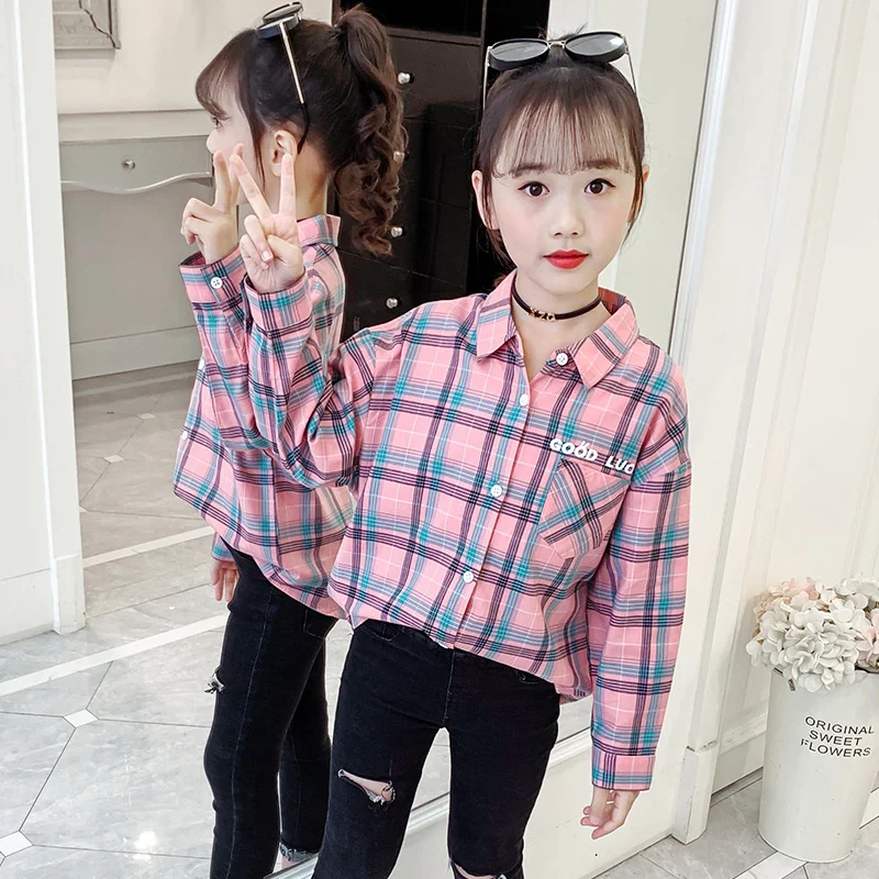 Girls Baby's Kids Blouse Coat Jacket Outwear 2024 Plaid Spring Autumn Shirts Cotton Gift Party Sunscreen Children's Clothing