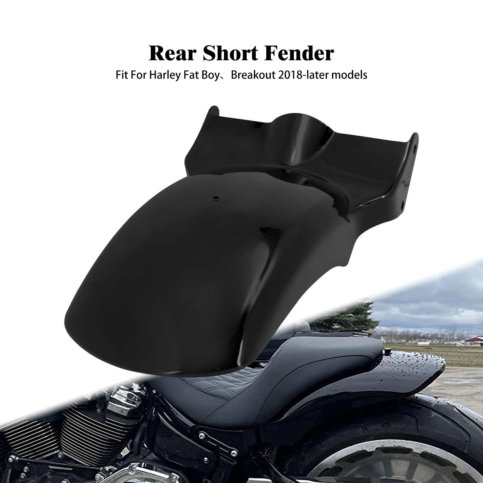 Motorcycle Rear Fender Short Mudguard Cover Hard Iron Gloss Black Fender For Harley Softail Fat Boy FLFBS Breakout FXDR 18-Later