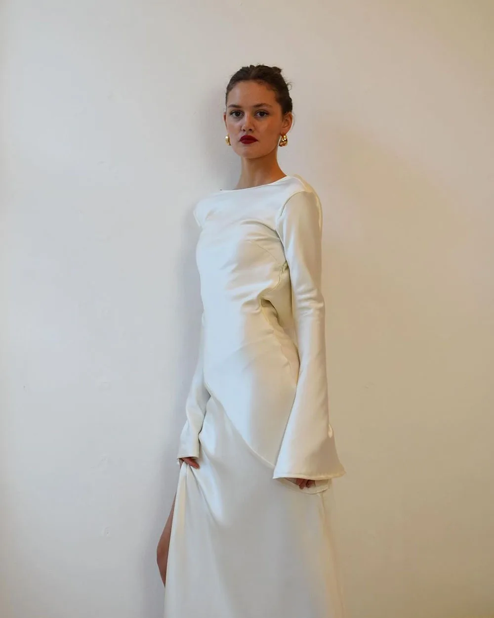 Suknie ślubne Msikoods dla kobiet 2026, długie, bez rękawów, proste suknie ślubne typu syrena z rozcięciem z boku, seksowne suknie na przyjęcie weselne.