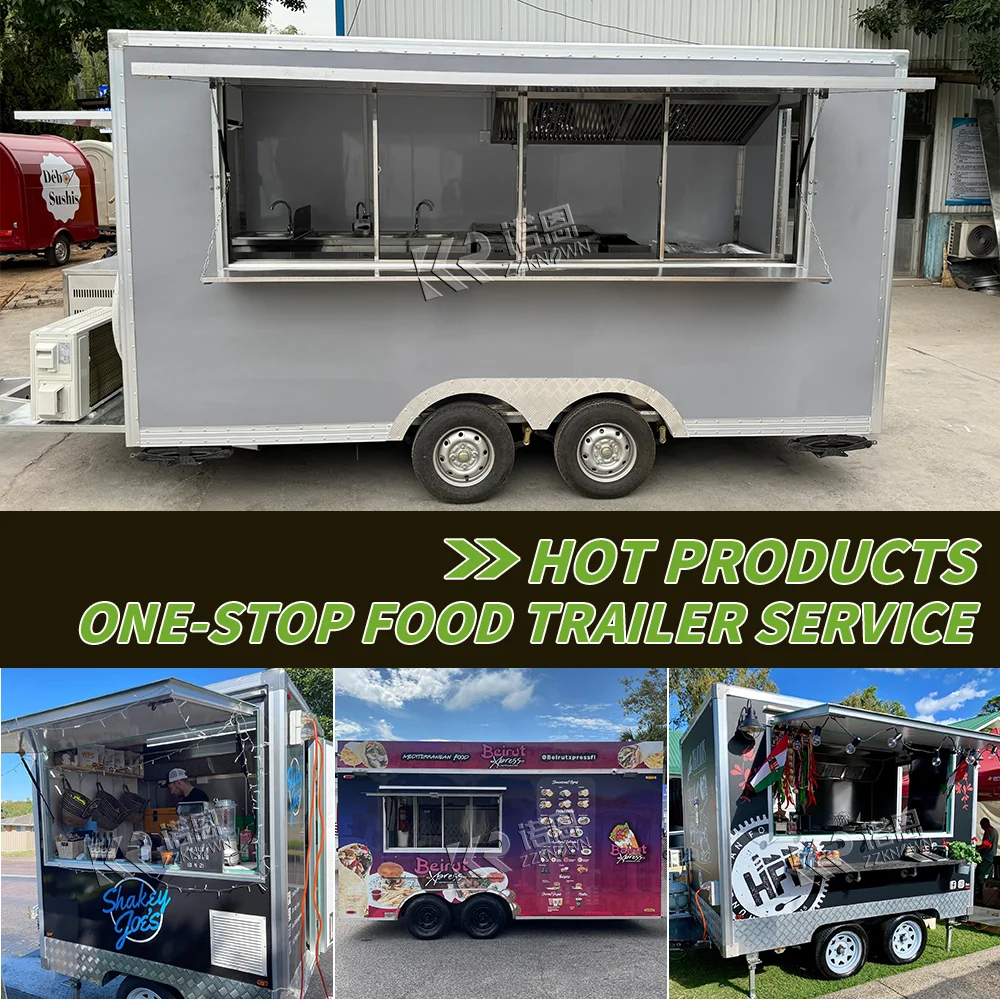 Fast Food Cart Pizza Truck BBQ Mobile Kitchen Mobile Fast Food Restaurant Fully Equipped Concession Food Trailer Cart