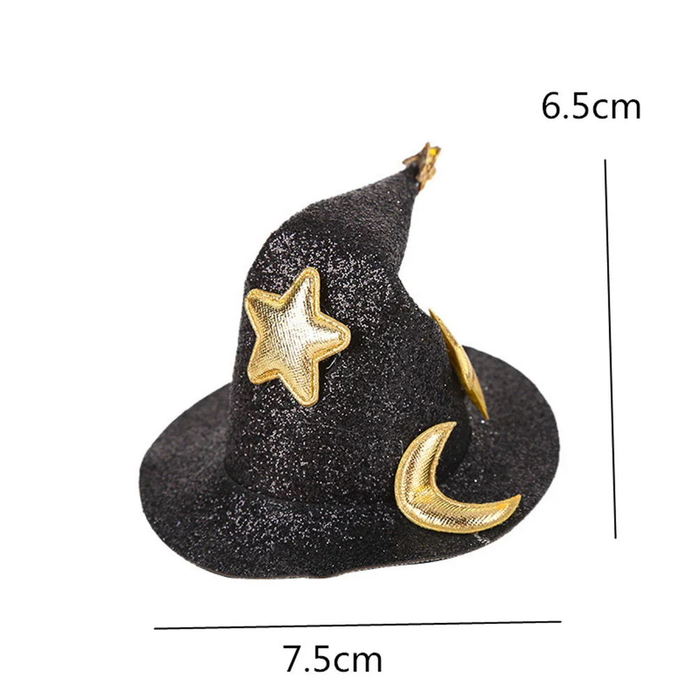 Halloween Witch Hat Hair Clip Mini Star Moon Witch Cap Hairpin Headdress Women Party Costume Ornaments Headwear Party Supplies