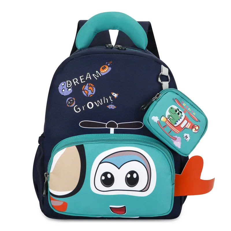 Kids Backpack Toddler Cartoon Plane School Bag with Detachable Coin Purse Pendant Top Handle Cute Preschool Daily Travel