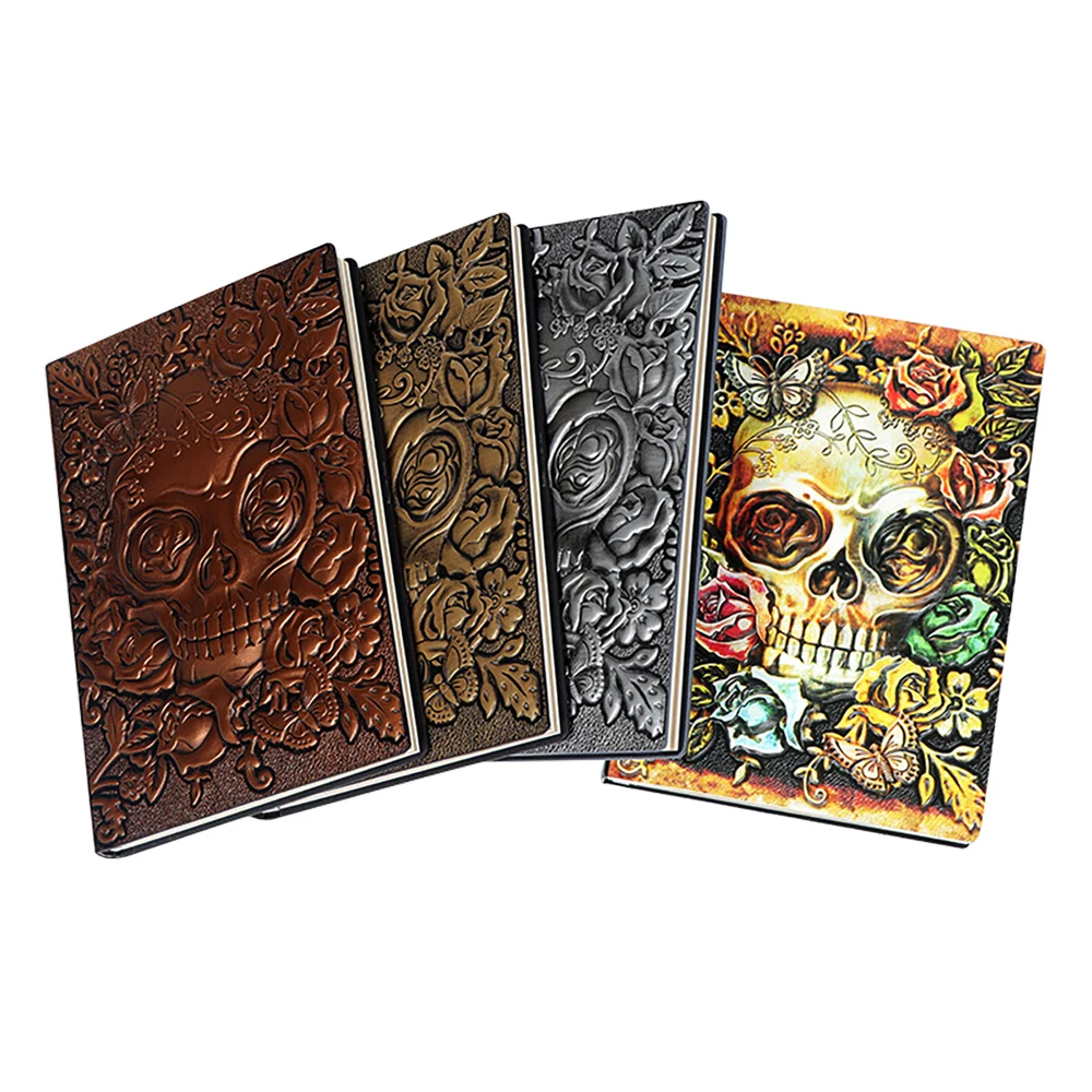 Embossed Skull Halloween A5 Notebook Hardcover PU Cover Diary Agenda Weekly Planner For Students School Office Supplies QP-78