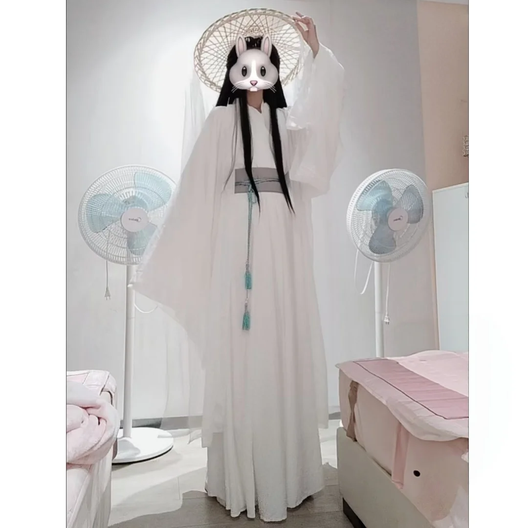 Chinese Hanfu Traditional Outfit Inner Wears For Ladies Women Men WhiteBlack Tops Skirt Daily Base Suit Big Sleeve Underwear