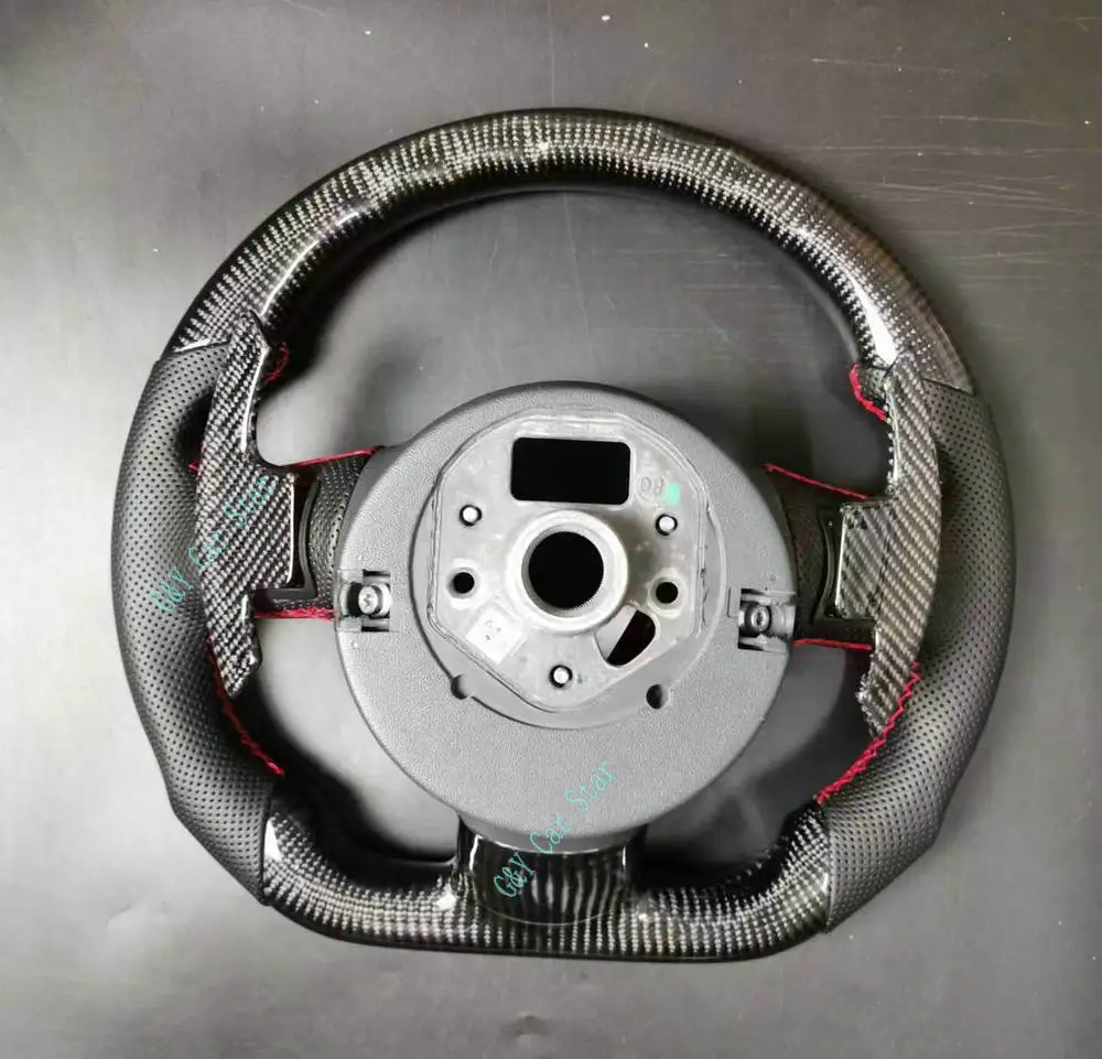 100% Real Carbon Fiber Leather Car Steering Wheel For Audi TT R8 2008-2012