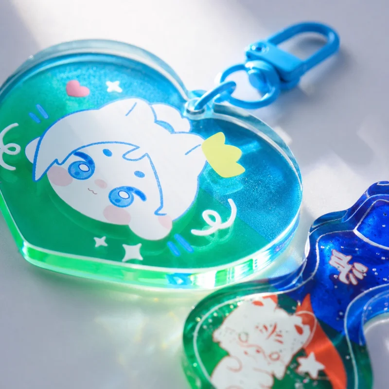 Custom Translucent Colour Background Epoxy Key chains Cartoon logo Photo Customized Anime Clear Acrylic Personalized Charms