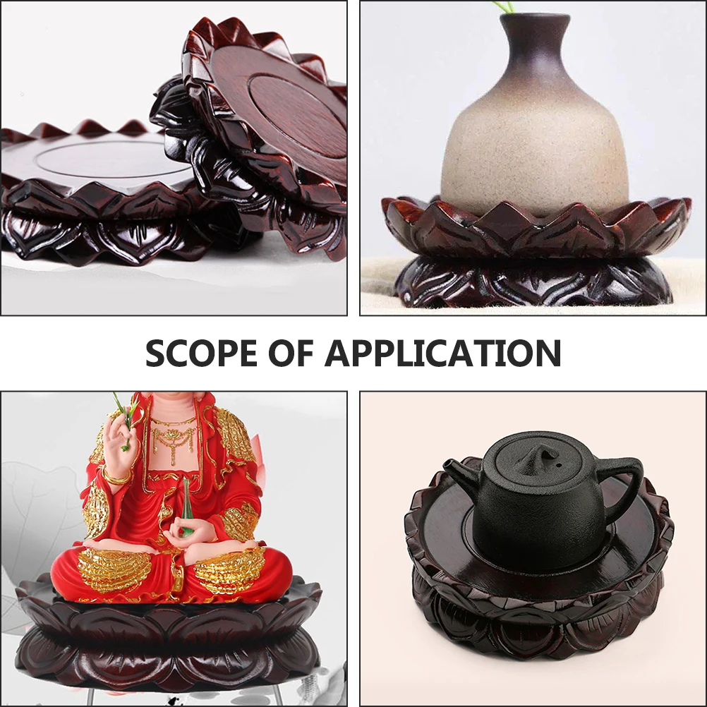 

Wooden Lotus-Shaped Base Sturdy Wood Pedestal Stand for Buddha Incense Burner Vase Desktop Display Wood Pedestal Stand