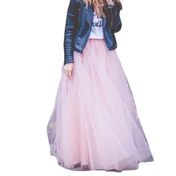 Mesh Skirt Female Super Fairy Big Swing High Waist Spring and Summer Tutu Gauze Skirt 5 Layers 100cm Long Skirt Underskirt