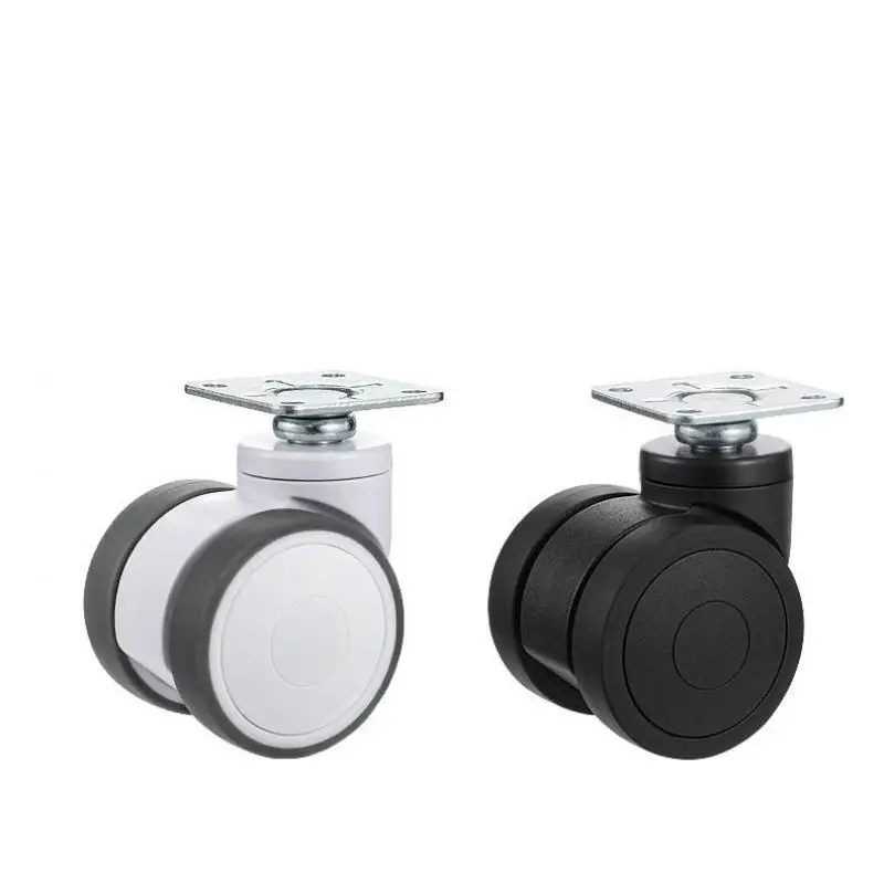 Heavy-Duty Plate Caster Wheels with Brake, Dual Ball Bearings, Rubber Quiet Roll, High Weight Capacity for Furniture, 2in, 4PCs