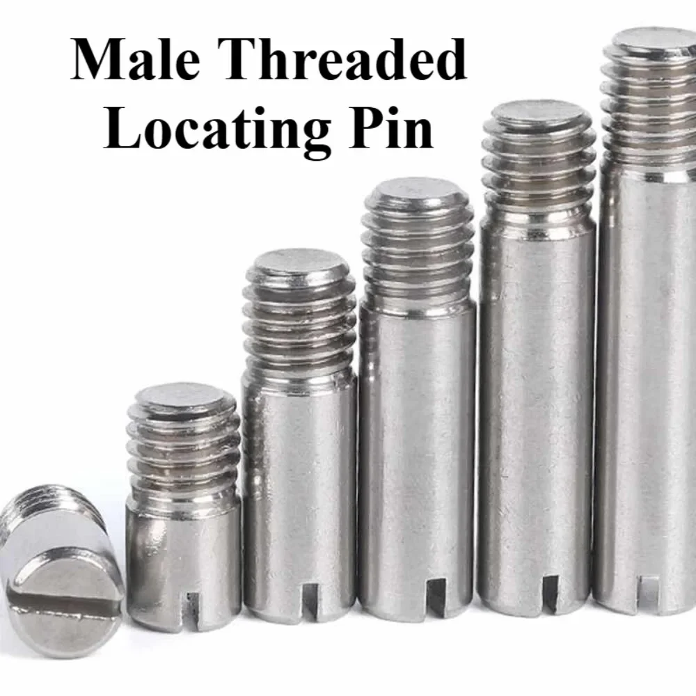 304 Stainless Steel Slotted External Thread Cylindrical Pins Grooved Dowel Pins Headless Screws Locating PinsM2-M10 Length5-50mm