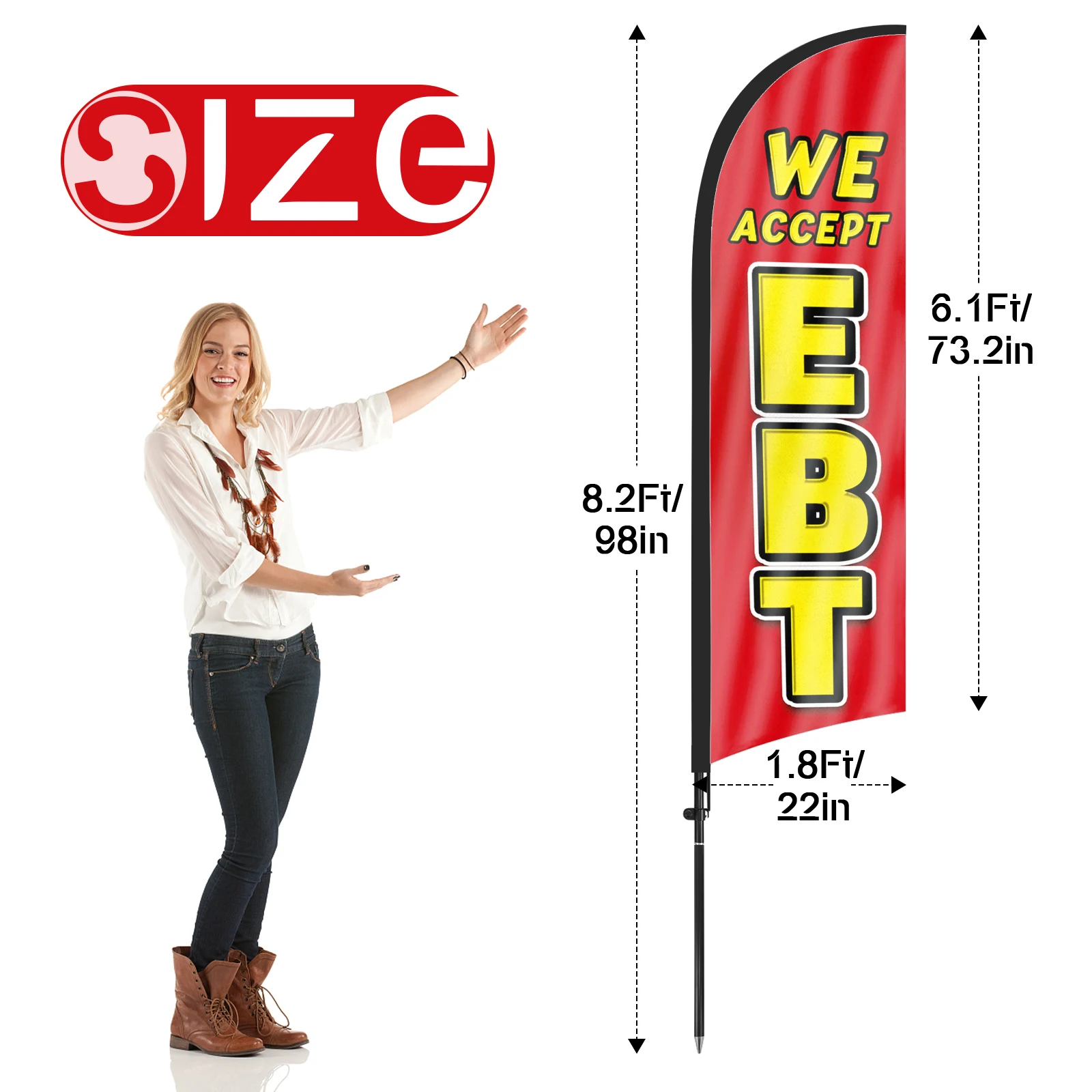 FSFLAG 1PCS 280CM The EBT Feather Flag with Flagpole Advertising Outdoor Banner Decoration for Business and Storefront