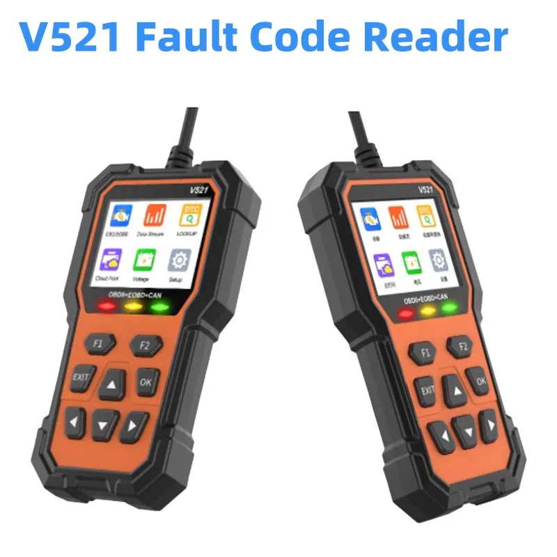 

V521 OBD 2-сканер Профессиональная диагностика автомобильной системы двигателя Бесплатный считыватель кодов EOBD Автомобильный диагностический инструмент PK ELM 327 V519