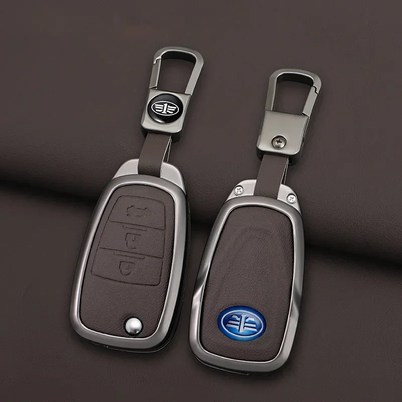 سبائك الزنك سيارة مفتاح القضية 3 زر الوجه المفاتيح التحكم عن بعد Fobs حامي غطاء سترة ل FAW Besturn X80 2018 2019 2020 #6