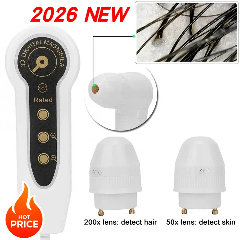 7 Inch Scalp Detector with 50X 200X Magnification for Hair Follicle Density and Oil Moisture Analysis Portable Skin Analyzer