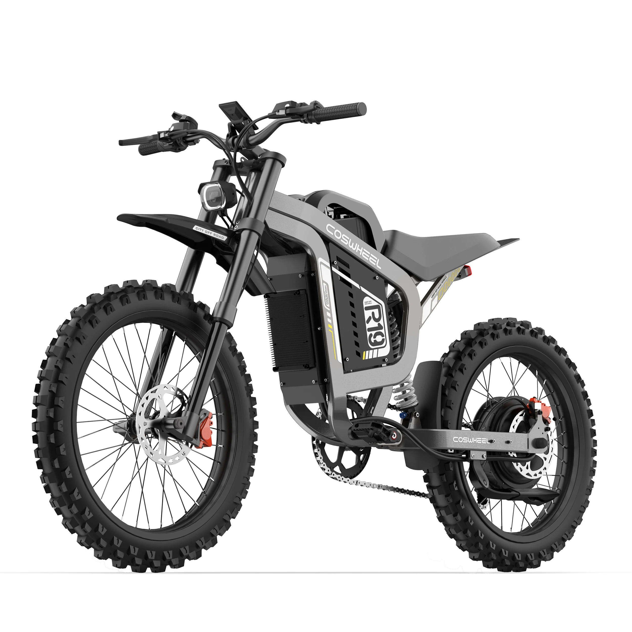 COSWHEEL R19 Elektrische Crossmotor 6000W 72V 40AH 80KM/H Elektrische Crossmotor Offroad Band Mountain Ebike Met Hydraulische Remmen