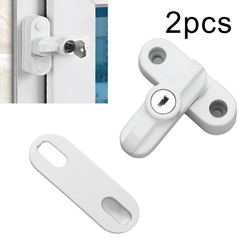 2Pcs Window Lock Key Door&window Stopper Safety Door Latch Rotary Latch 10.8*8.2*4.6cm For Home Improvement Safety Parts