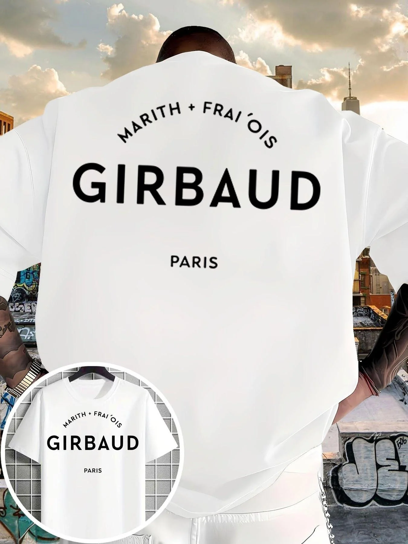 2026 new Men's 100% Cotton Retro Paris Letter Print T-Shirt Casual Crew Neck Short Sleeve Summer Tee