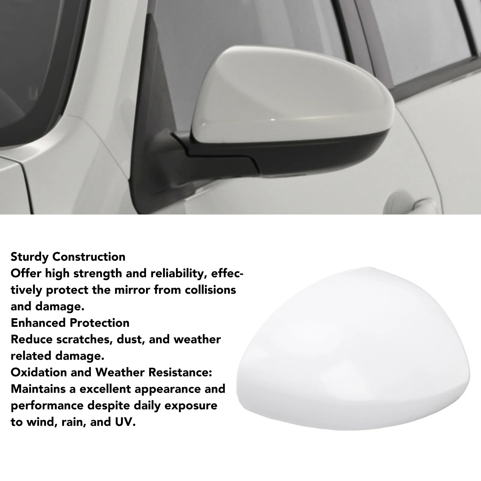 

Rearview Mirror Cover Anti Scratch UV White Easy Installation Side Mirror Cover Weather Resistant for 2 3 6