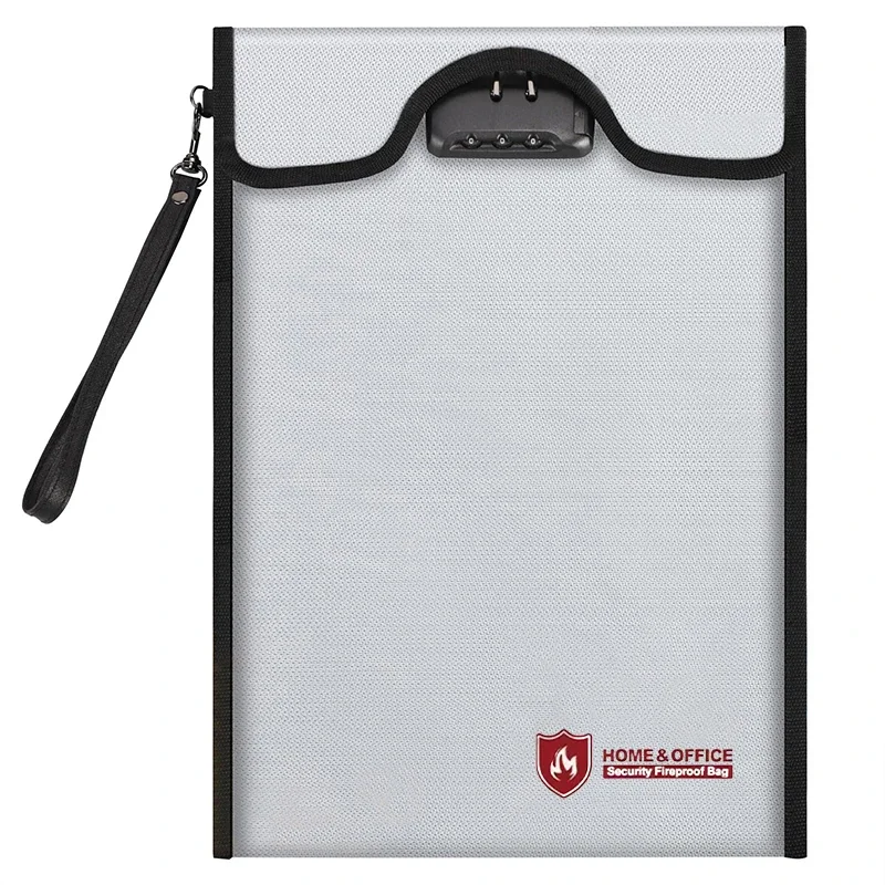 

Fireproof Waterproof Document Bag with Combination Lock Anti-Theft Protection Phones Cash Bill Passport Certificate File Pocket
