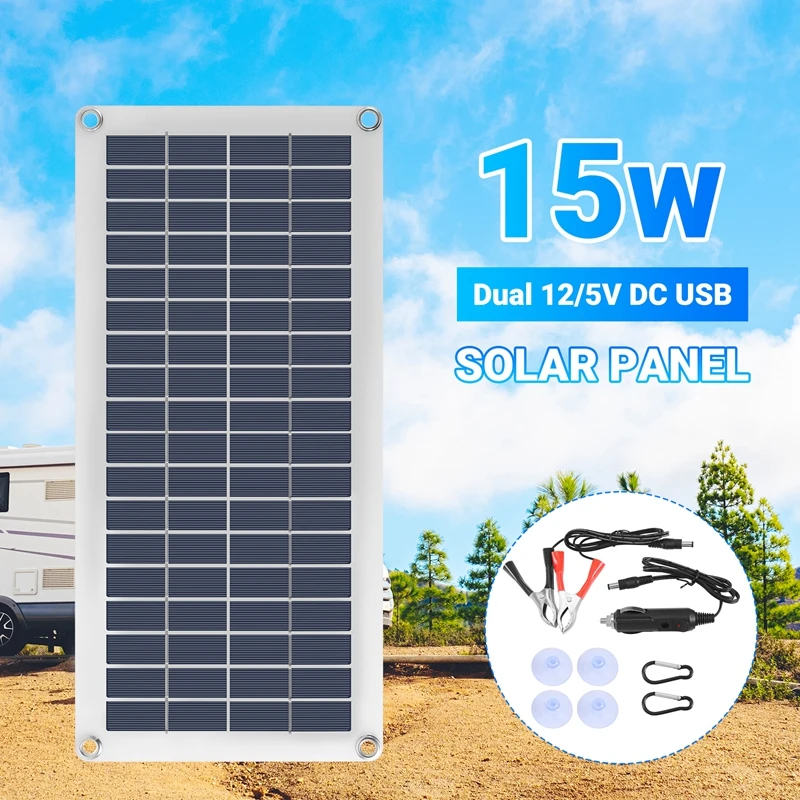 15W Solar Panel 12-18V Solar Cell Solar Panel For Phone RV Car MP3 PAD Charger Outdoor Battery Supply