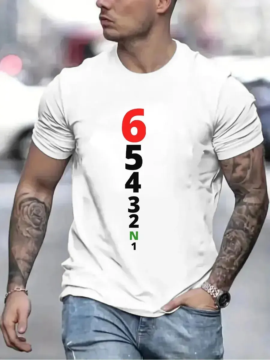 Vintage T-Shirts for Men Manual Transmission 1N23456 Motorcycle Speed Print Top Oversized Tee Hip Hop T-Shirts Women Clothing