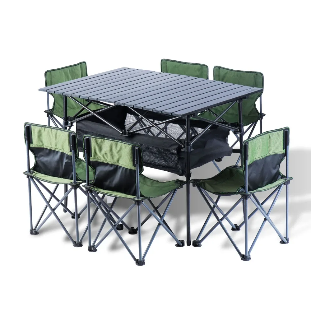 APS003 Wholesale Custom Portable 4-6 Persons Aluminium Folding Camping outdoor Table Chairs Set