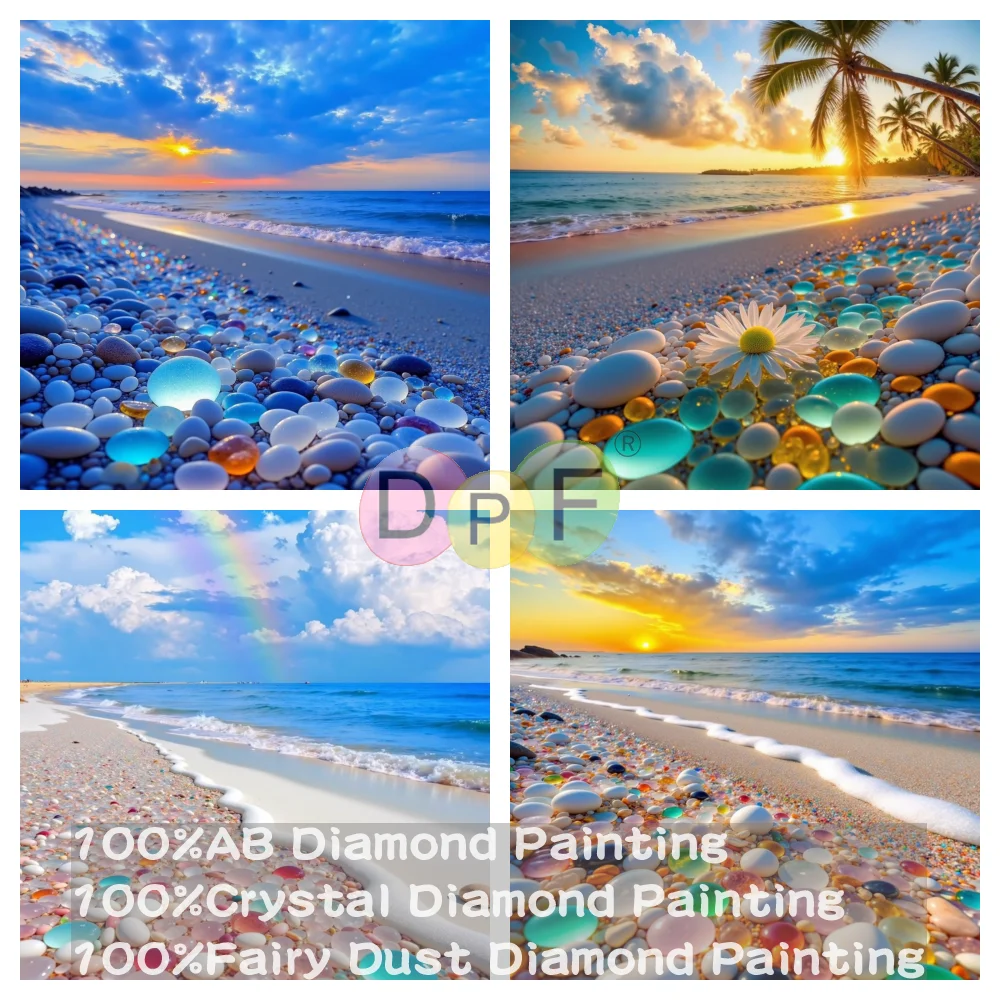 

DPF 100% Full Fairy Dust Drill Crystal AB Diamond Painting Sunshine and Beach Embroidery Art Home Decor Crafts Gift