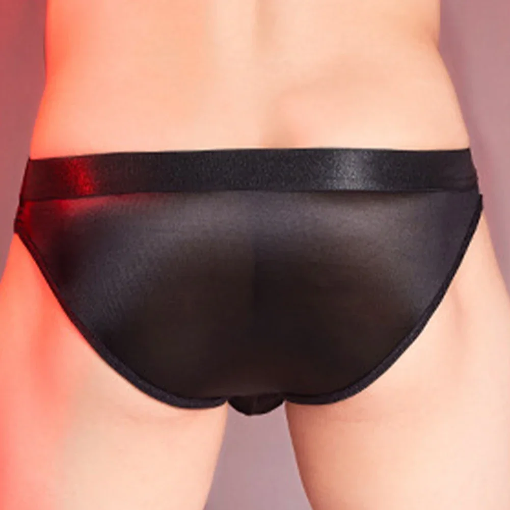 Cuecas em U-Bulge para homens, tangas brilhantes brilhantes brilhantes, cuecas elásticas, calcinha respirável, roupa íntima de retalho suave,