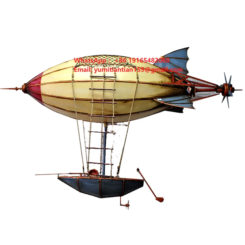 Vintage Iron 19th century Airship Large Aerial Pendant Metal Crafts Wall Decor Hanging air Ship Wall Decor