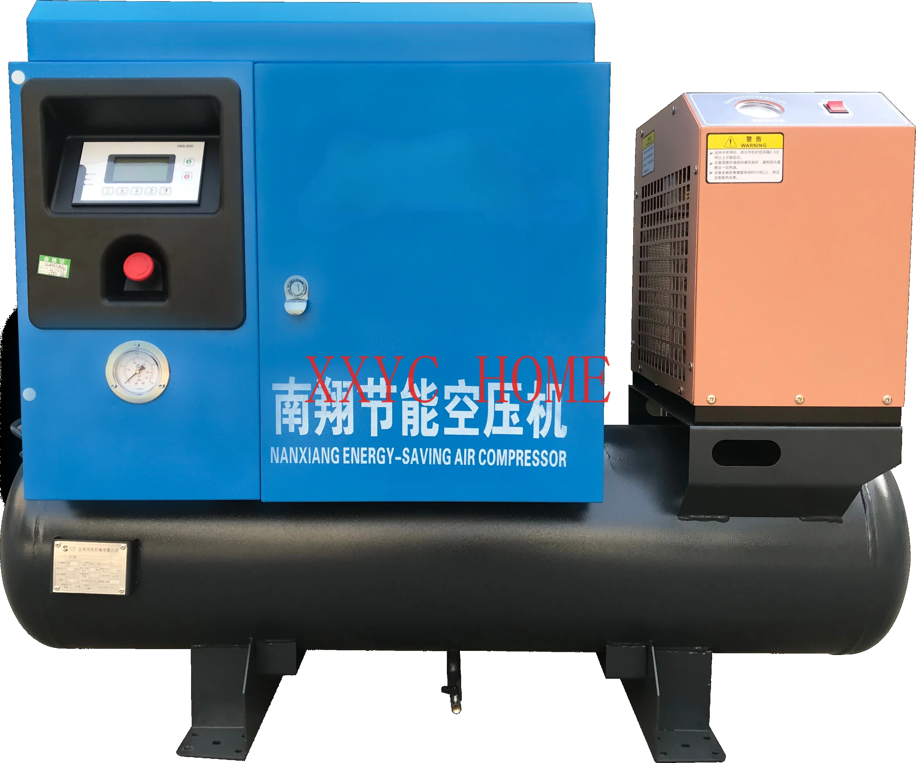 4.5kw 6hp mini mobile slient rotary screw air compressor with air dryer and 130L tank