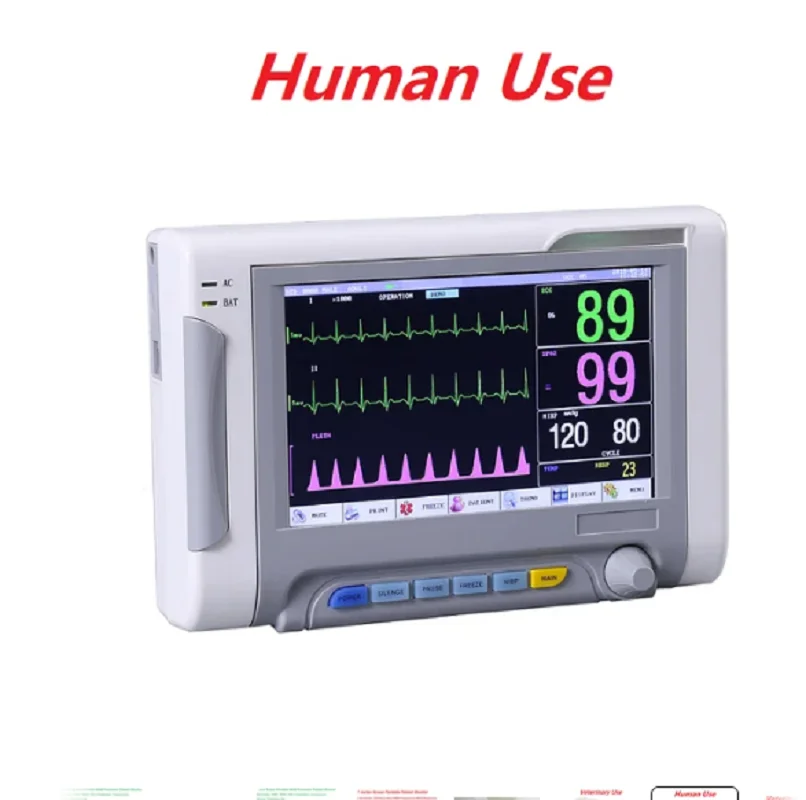 

Новый монитор жизненно важных сигналов, 7-дюймовый экран, портативный монитор пациента с 6 параметрами, ЭКГ/RESP/SPO2/NIBP/PR/TEMP