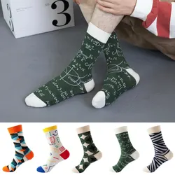 1 Pair Unisex Socks Number Math Equation Printed Geometric-pattern Fashion Street Middle Tube SockSuit In All Seasons