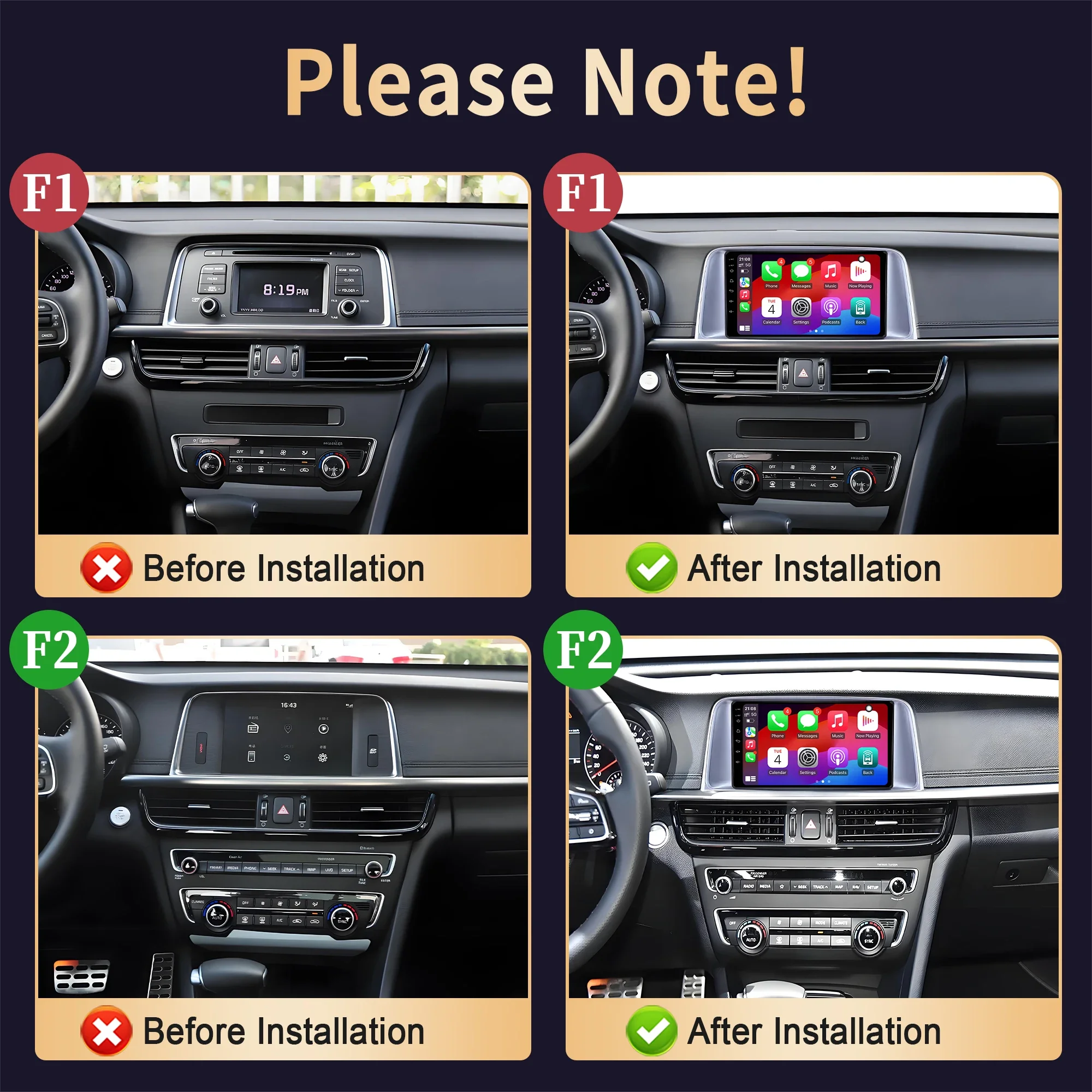 For Kia K5 Optima 2016 2017 2018 2019 4G GPS Car Radio Wireless BT CarPlay Android 14 Navigation Multimedia 2K QLED Screen