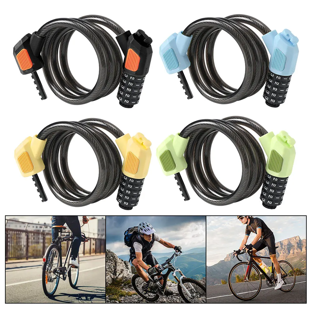 

Portable Security Lock Anti-Theft 5 Digit Code Cable Lock High Security Bicycle Cable Padlock for Electric Bike Scooter