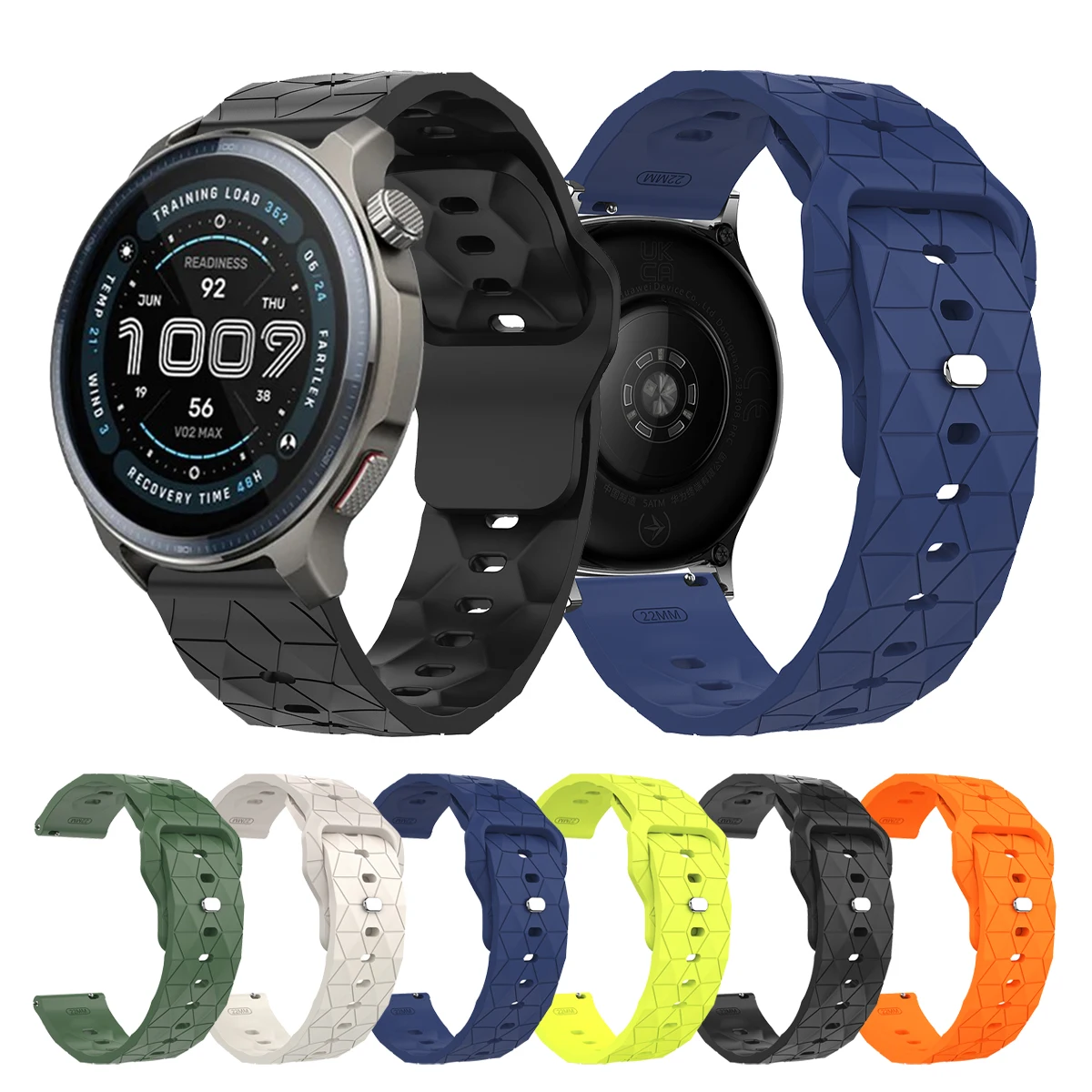 Silicone 22mm Watch Strap For Huami Amazfit Bip 6 46mm/GTR 4 2e 2 3Pro GTR 47mm/BALANCE 2 Cheetah Pro Sports Wristband Bracelet