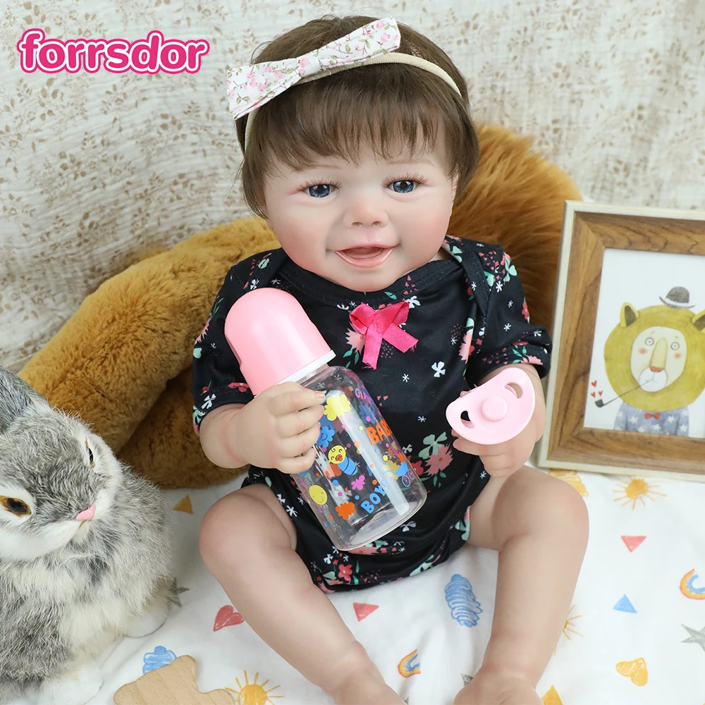 

18inch Realistic Reborn Baby Doll Soft Vinyl Body with 3D Skin Hand Rooted Hair Multiple Layers Painting Touch for Girl Toy Gift